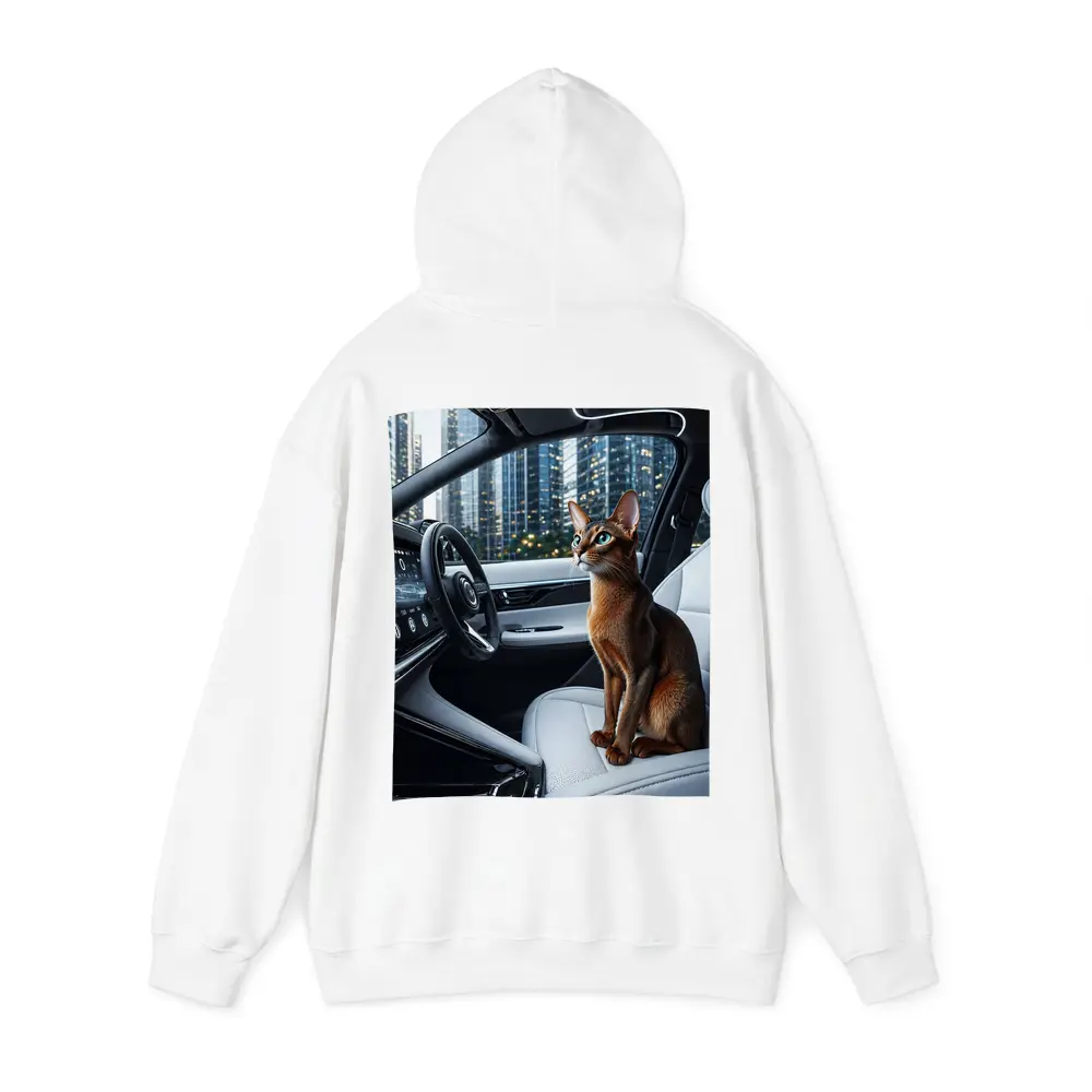 Abyssinian Cat Inside Modern Luxury Car – Hoodies