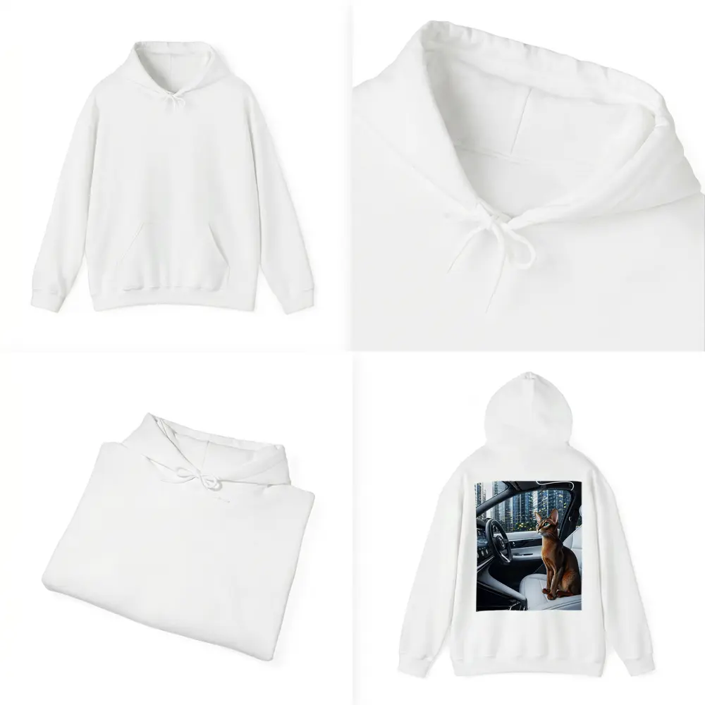 Abyssinian Cat Inside Modern Luxury Car – Hoodies