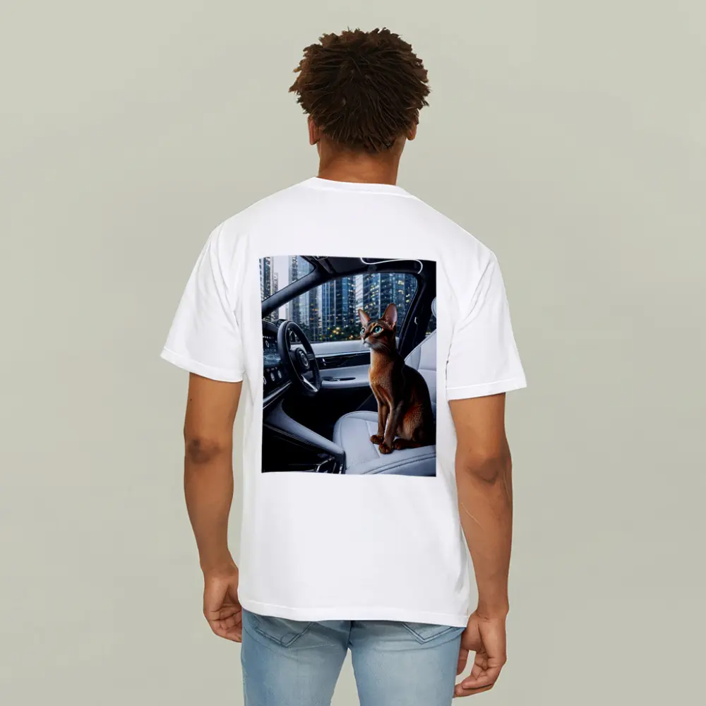 Abyssinian Cat Inside Modern Luxury Car – T-Shirts