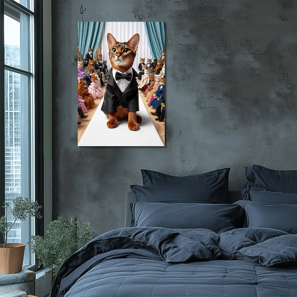 Abyssinian Cat Tuxedo Fashion Show Runway – Wall Art