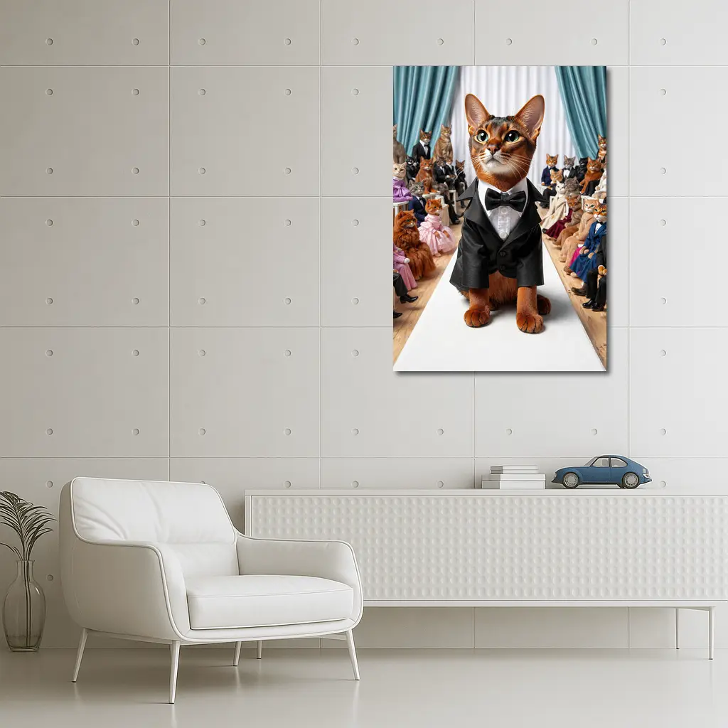 Abyssinian Cat Tuxedo Fashion Show Runway – Wall Art