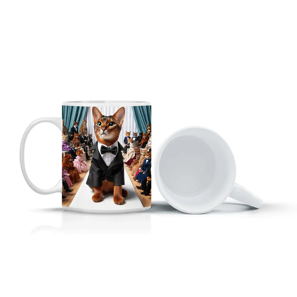 Abyssinian Cat Tuxedo Fashion Show Runway – Mugs