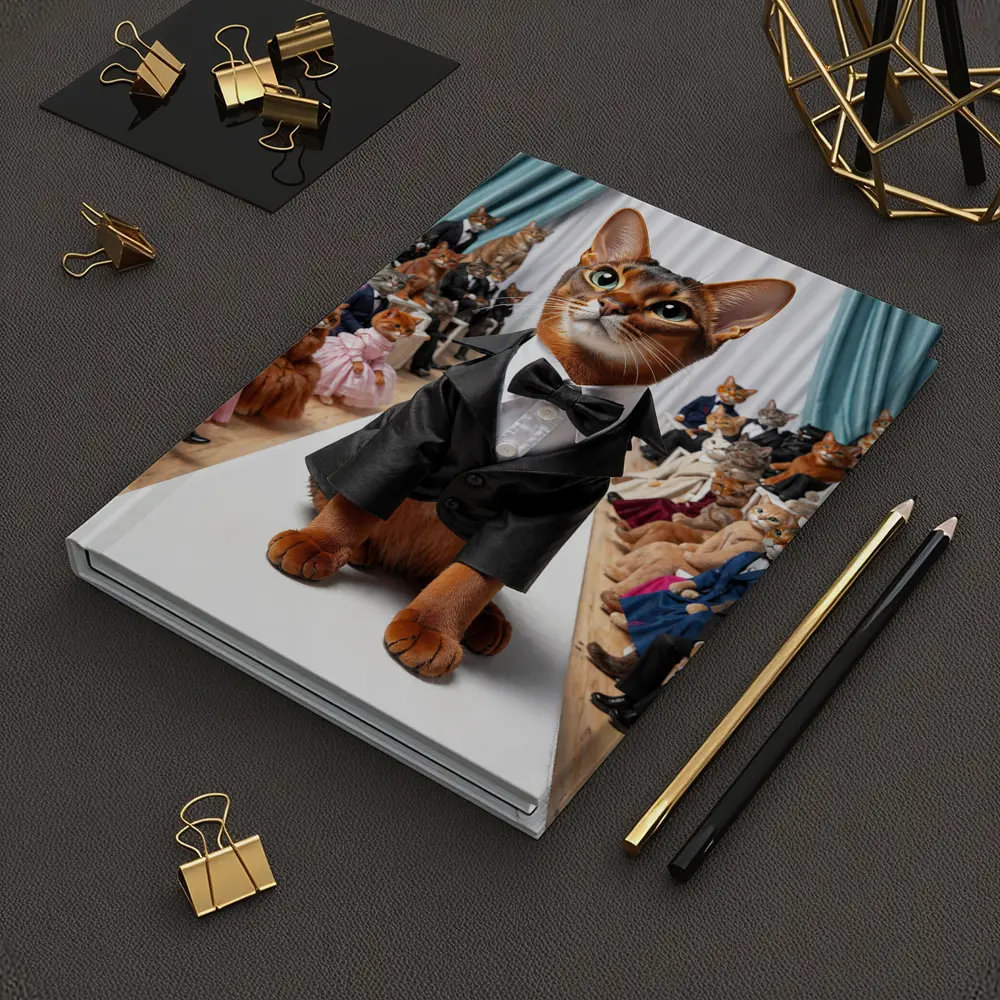 Abyssinian Cat Tuxedo Fashion Show Runway – Notebooks