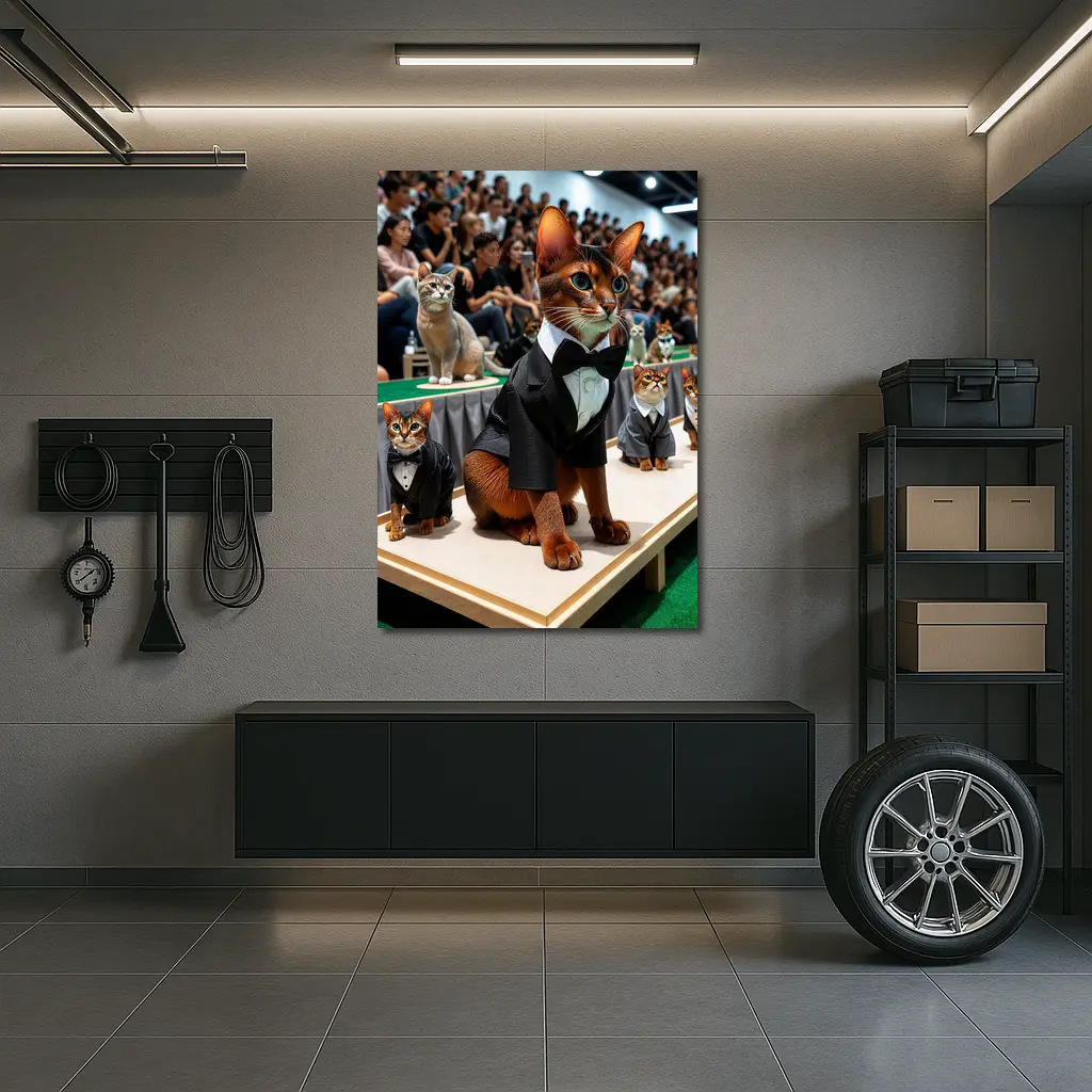Abyssinian Cats in Tuxedos Fashion Show – Wall Art