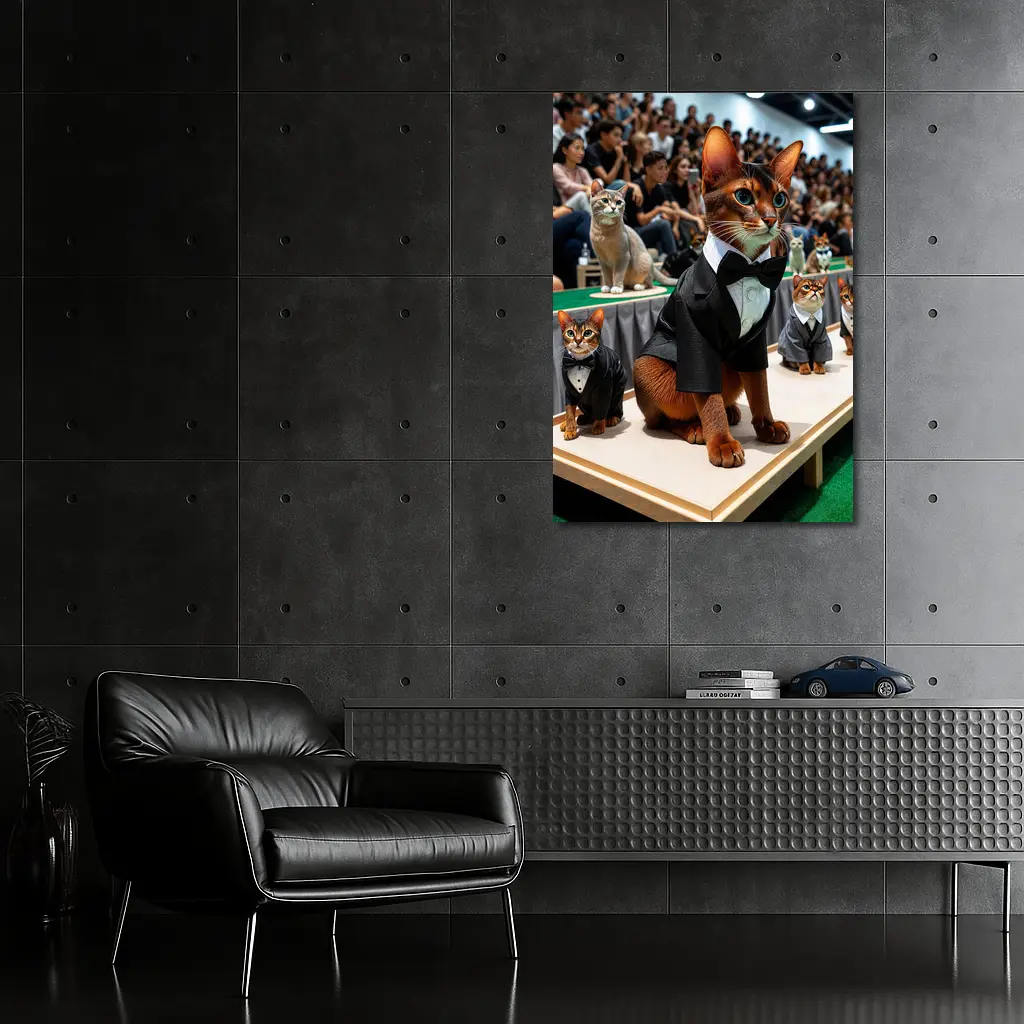 Abyssinian Cats in Tuxedos Fashion Show – Wall Art