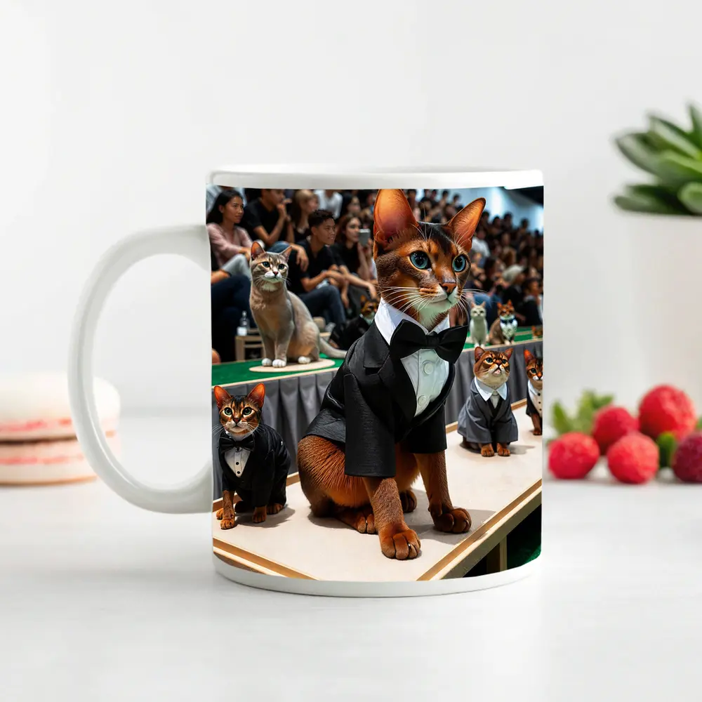 Abyssinian Cats in Tuxedos Fashion Show – Mugs