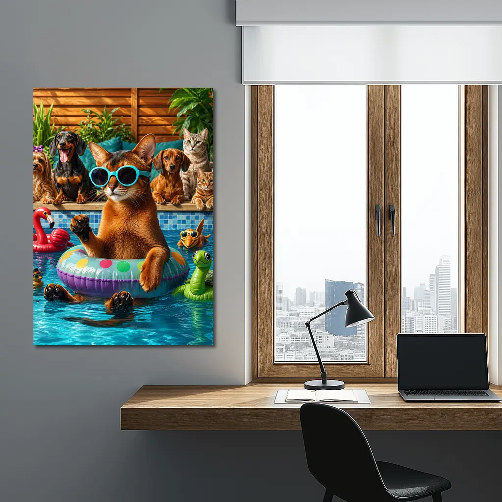Abyssinian Cat Sunglasses Pool Party Summer – Wall Art