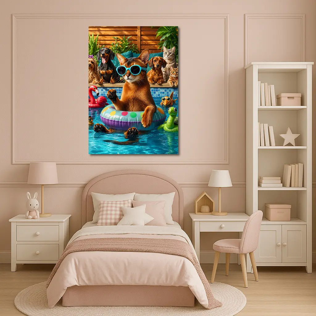 Abyssinian Cat Sunglasses Pool Party Summer – Wall Art