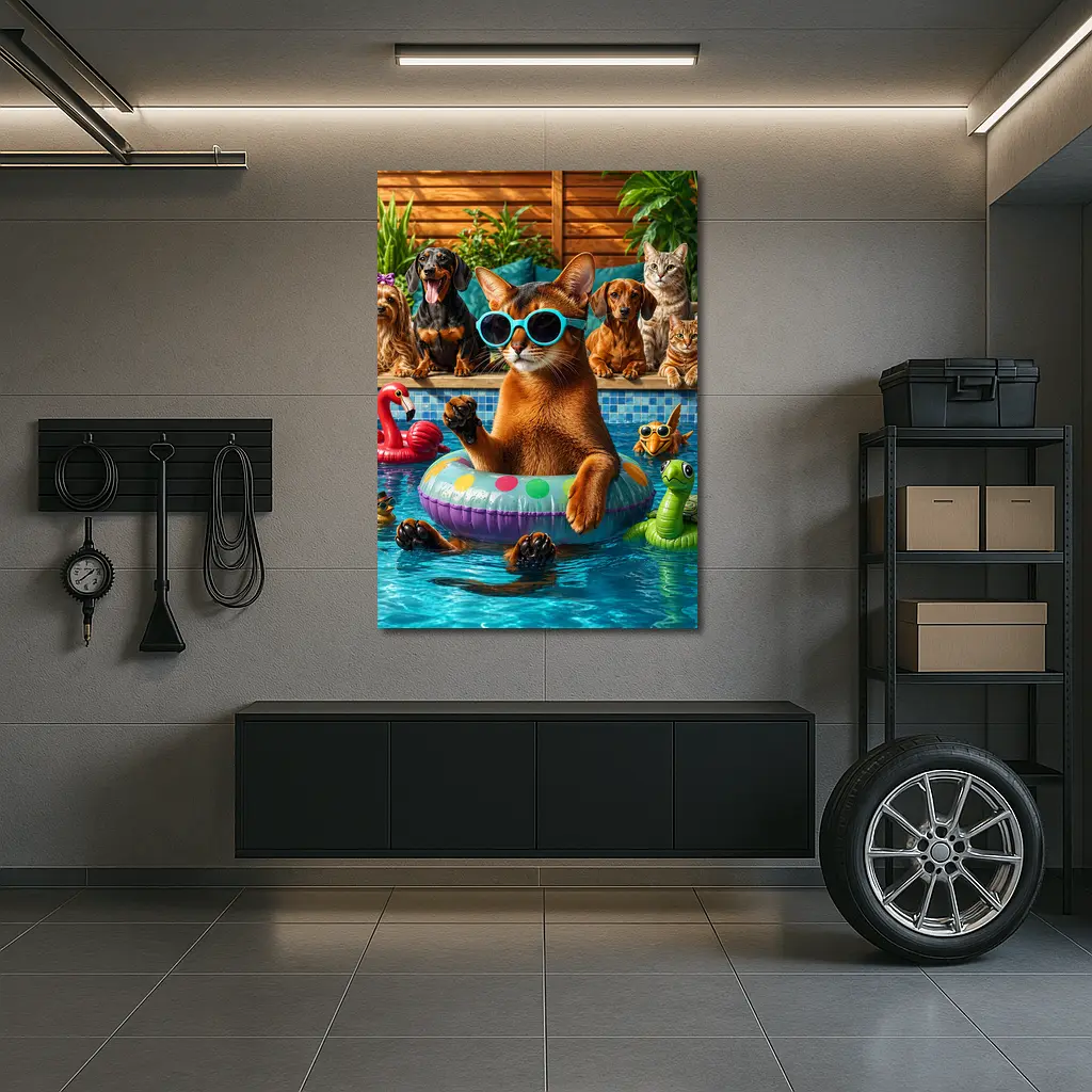 Abyssinian Cat Sunglasses Pool Party Summer – Wall Art