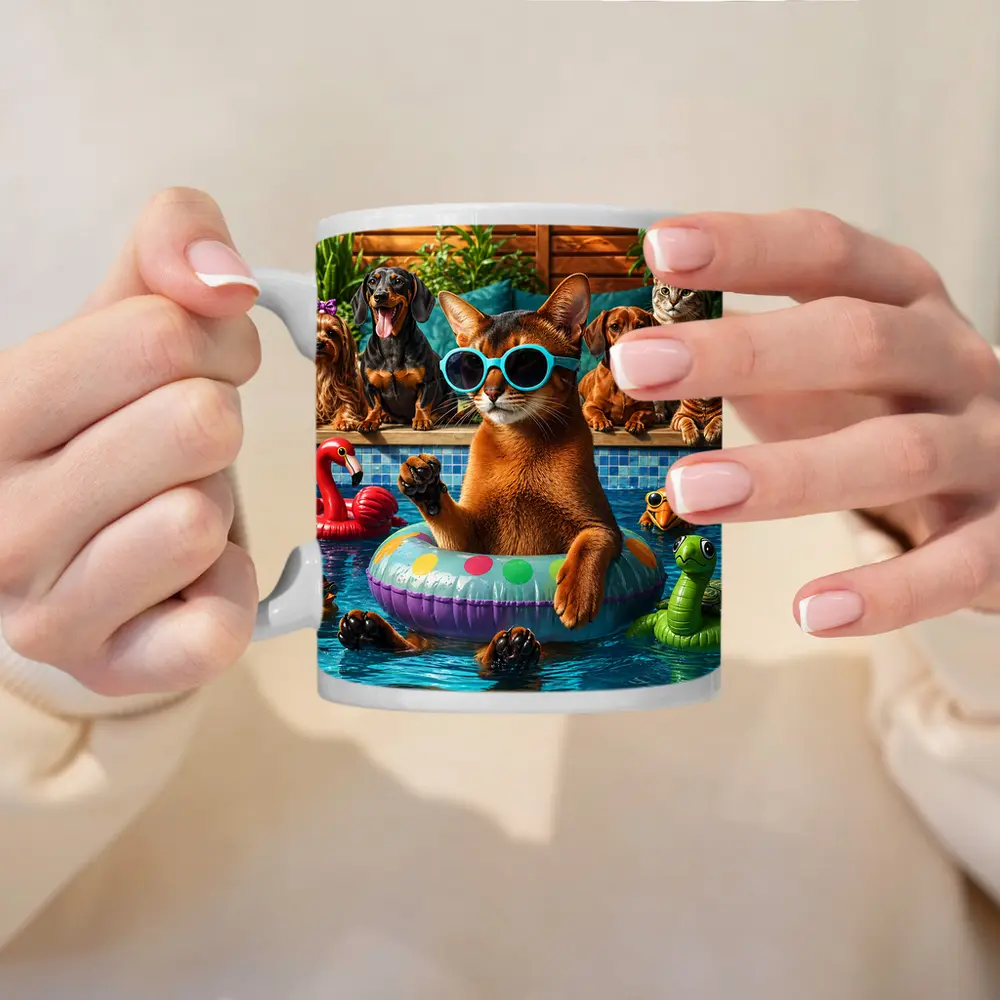 Abyssinian Cat Sunglasses Pool Party Summer – Mugs