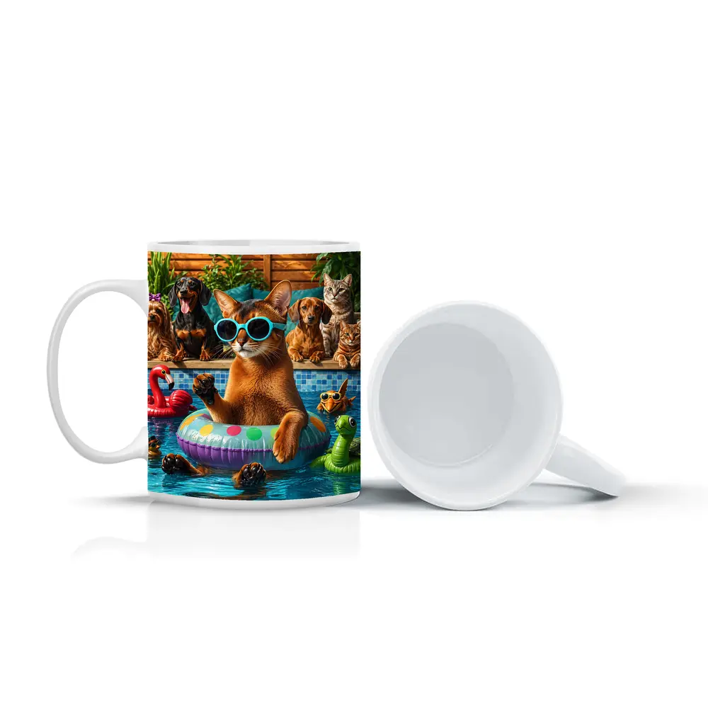 Abyssinian Cat Sunglasses Pool Party Summer – Mugs