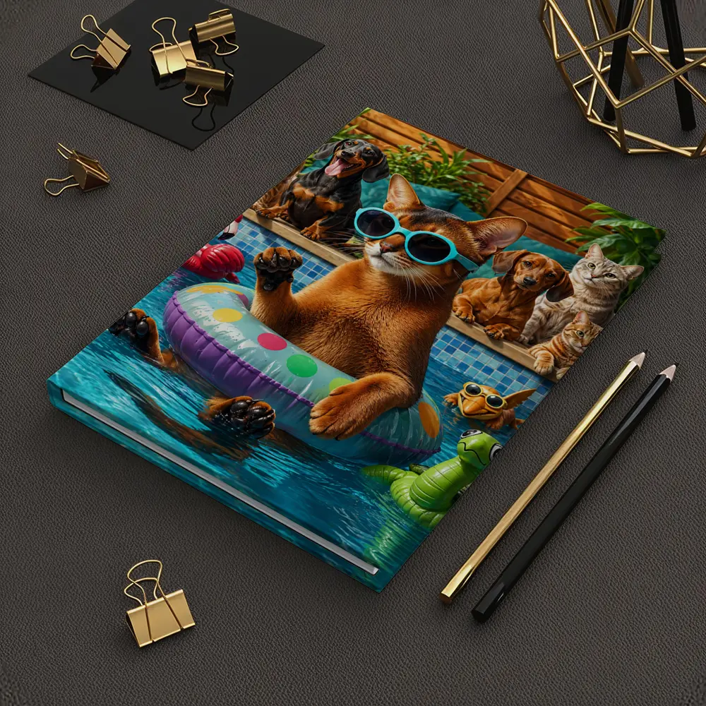 Abyssinian Cat Sunglasses Pool Party Summer – Notebooks