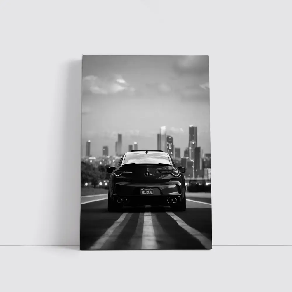 Acura TLX Black White City Skyline Rear – Wall Art