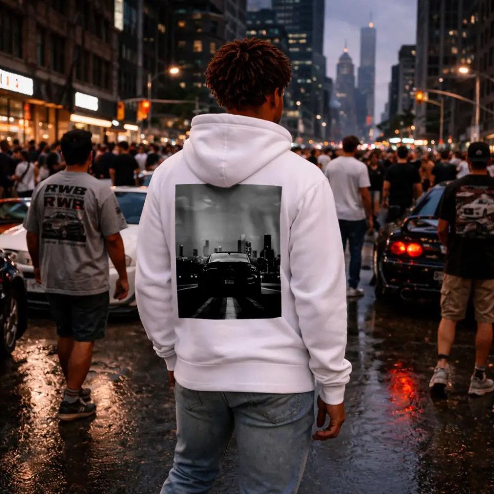 Acura TLX Black White City Skyline Rear – Hoodies