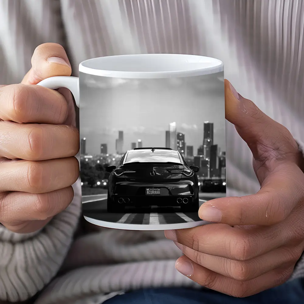 Acura TLX Black White City Skyline Rear – Mugs