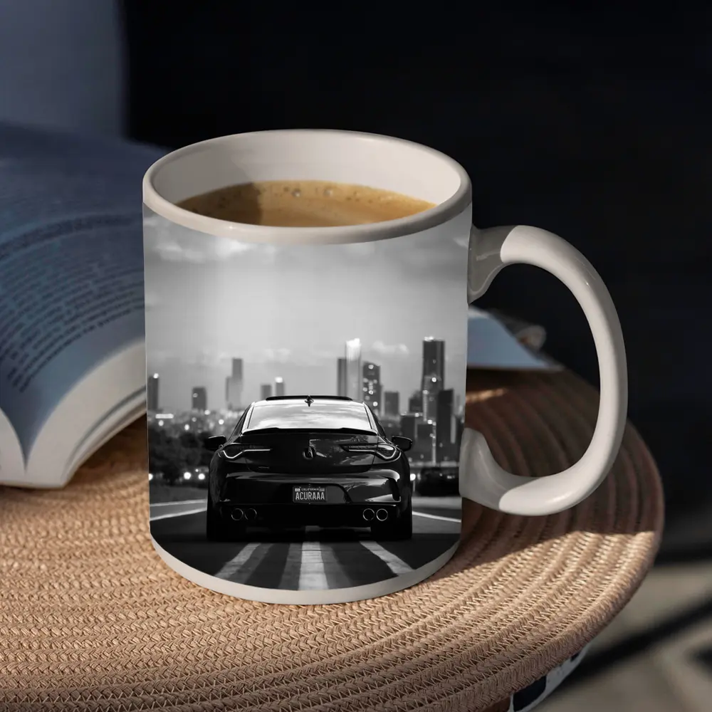 Acura TLX Black White City Skyline Rear – Mugs