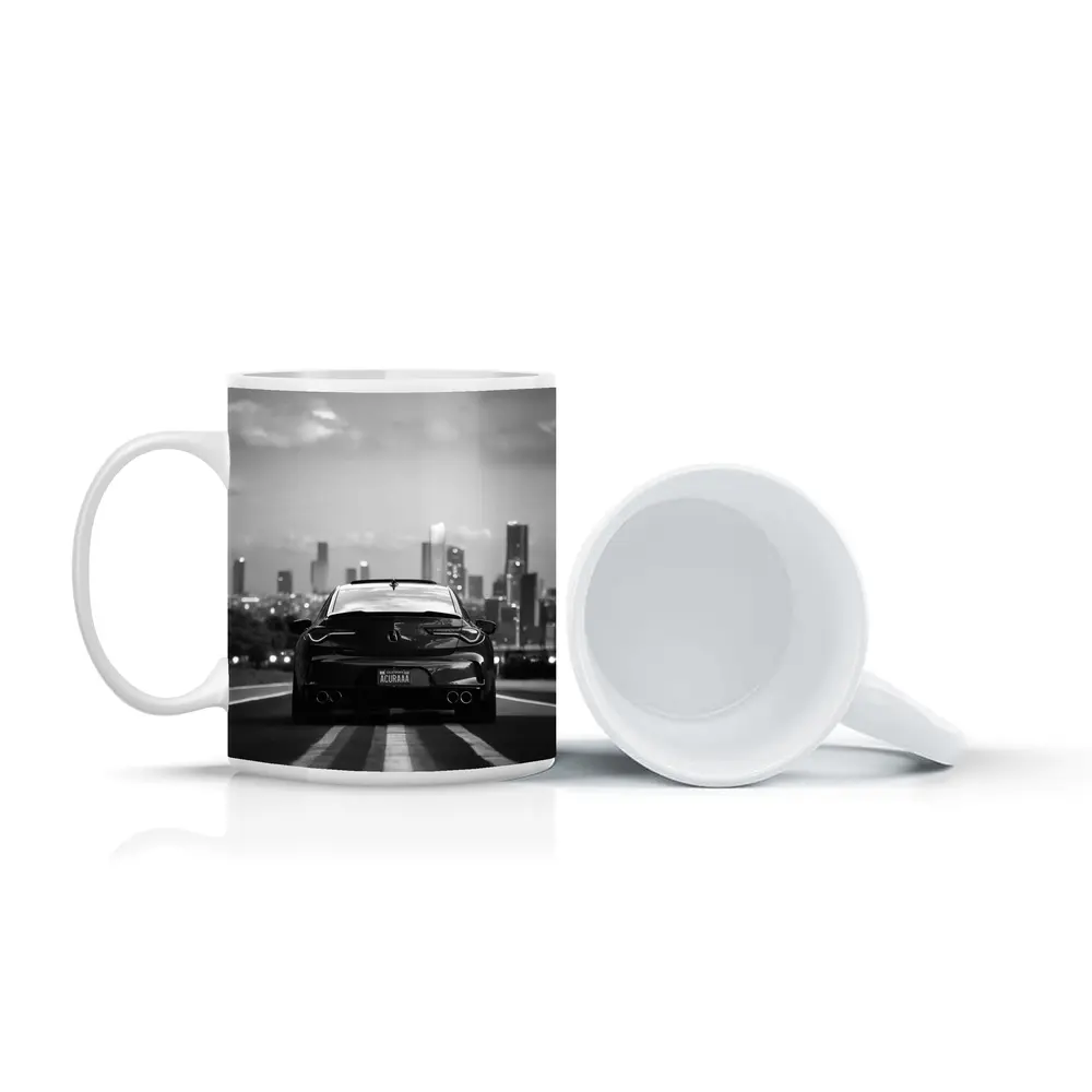 Acura TLX Black White City Skyline Rear – Mugs