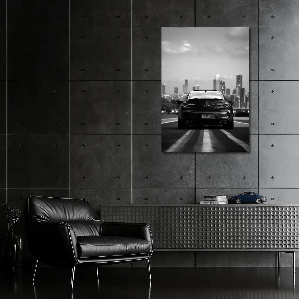 Acura TLX Black White City Skyline Rear – Wall Art