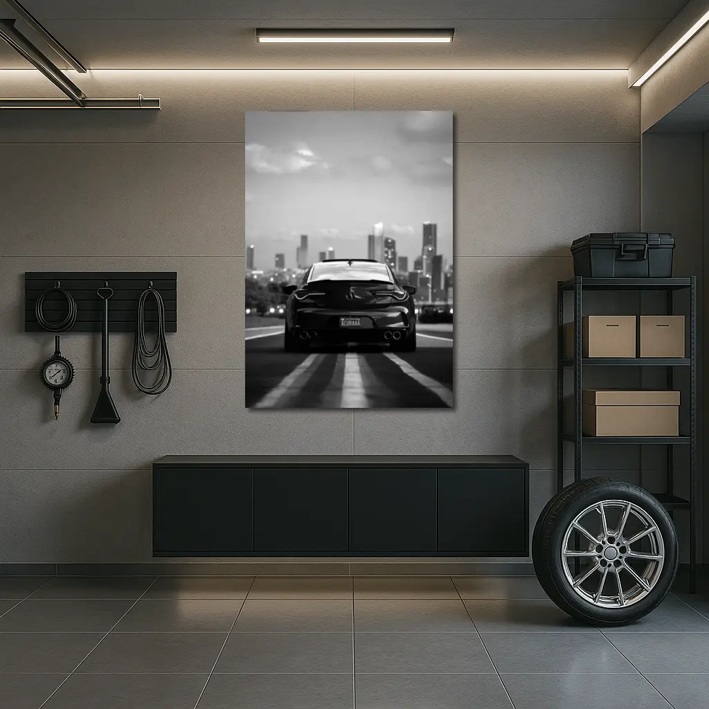 Acura TLX Black White City Skyline Rear – Wall Art