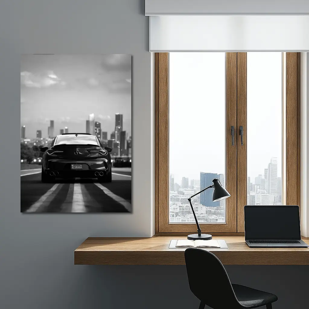 Acura TLX Black White City Skyline Rear – Wall Art