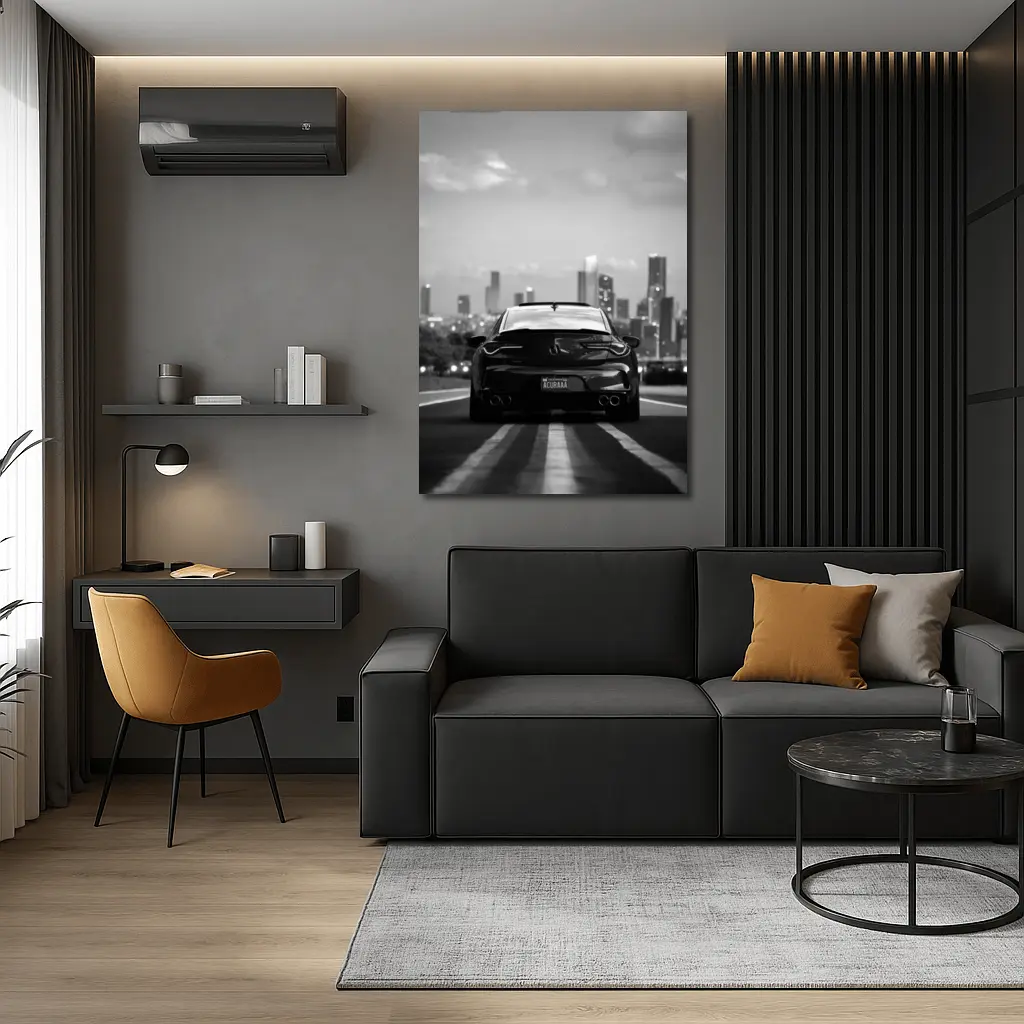 Acura TLX Black White City Skyline Rear – Wall Art