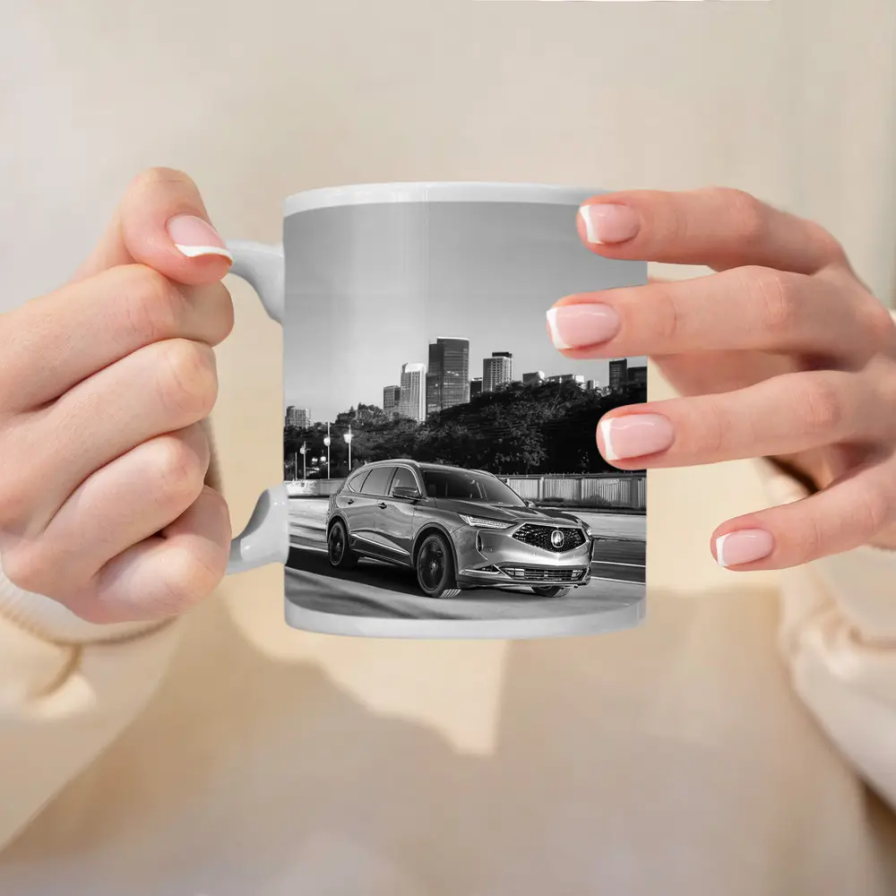 Acura MDX SUV City Skyline Black White – Mugs