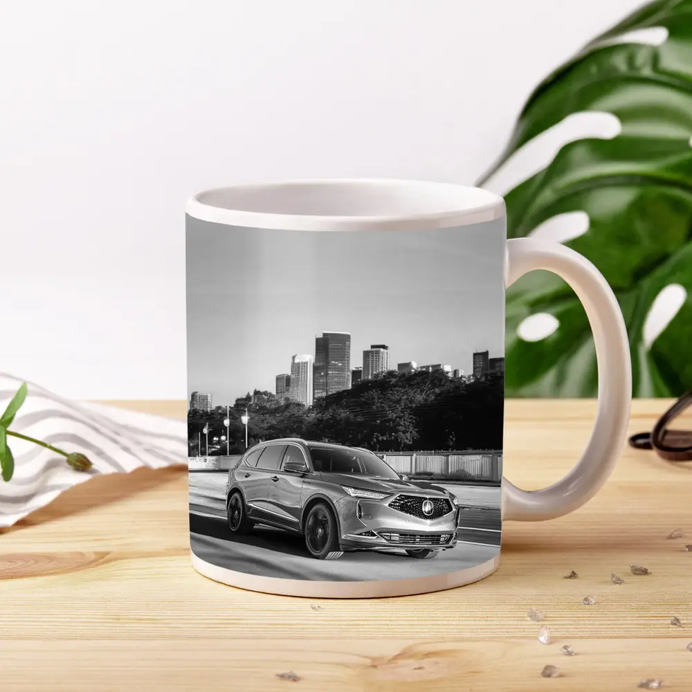 Acura MDX SUV City Skyline Black White – Mugs