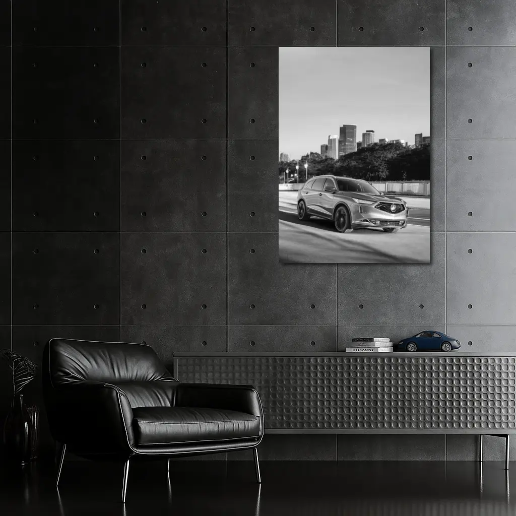 Acura MDX SUV City Skyline Black White – Wall Art