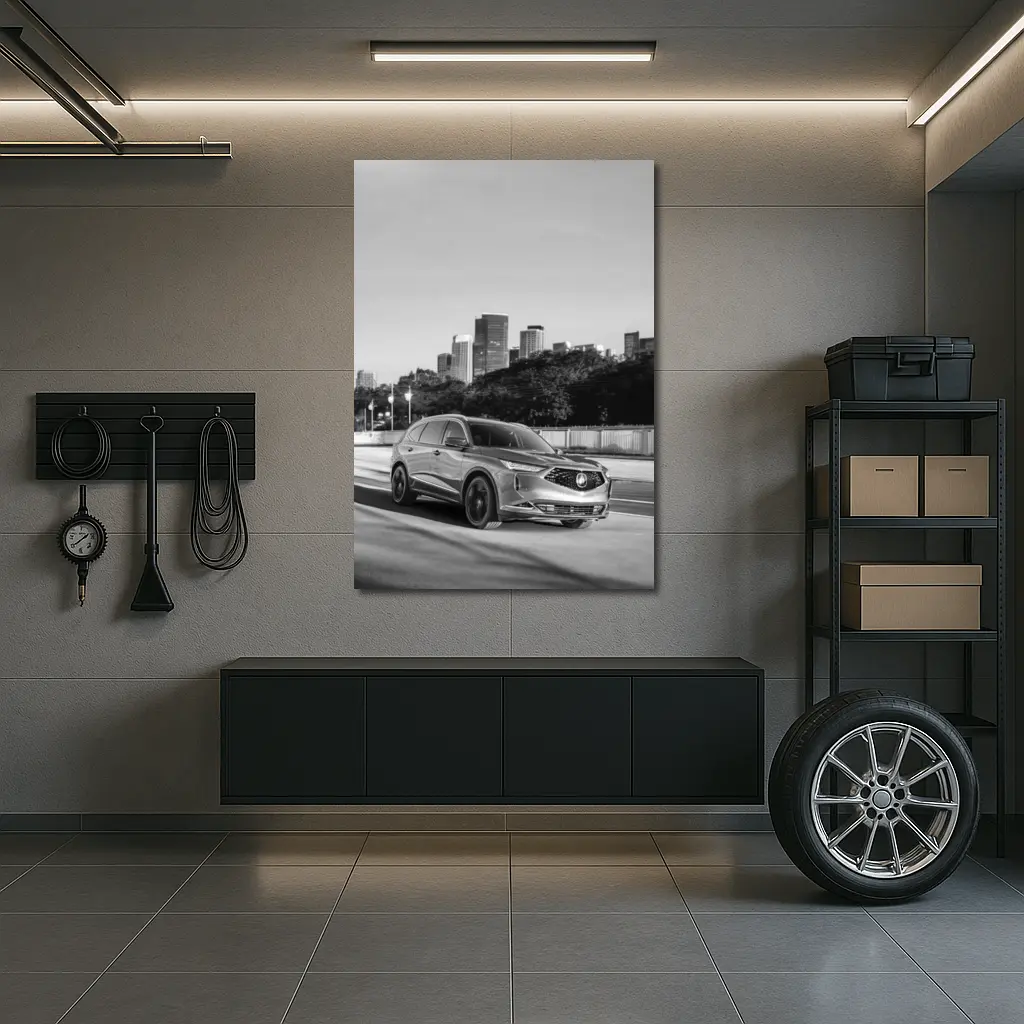 Acura MDX SUV City Skyline Black White – Wall Art
