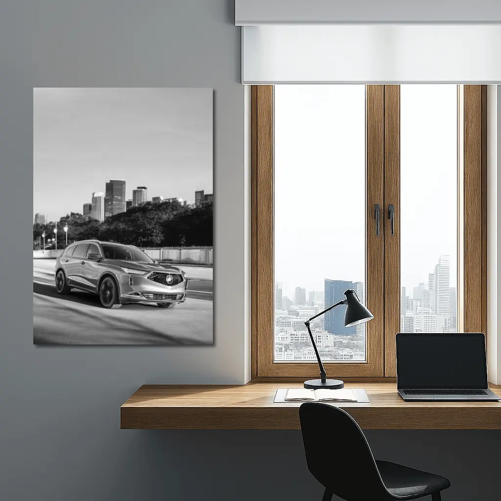 Acura MDX SUV City Skyline Black White – Wall Art