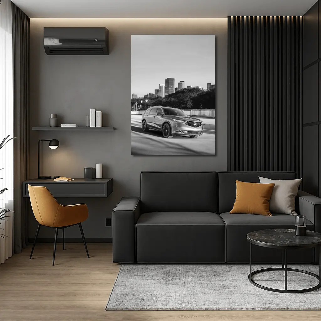 Acura MDX SUV City Skyline Black White – Wall Art