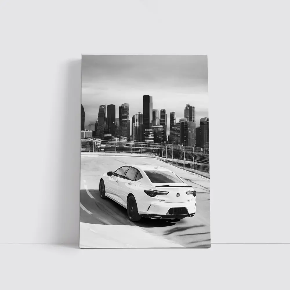 Acura TLX Black White City Skyline – Wall Art
