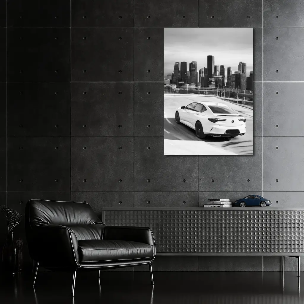 Acura TLX Black White City Skyline – Wall Art