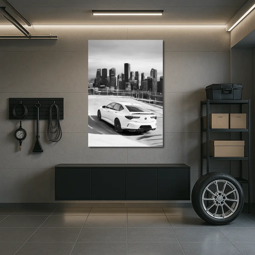 Acura TLX Black White City Skyline – Wall Art