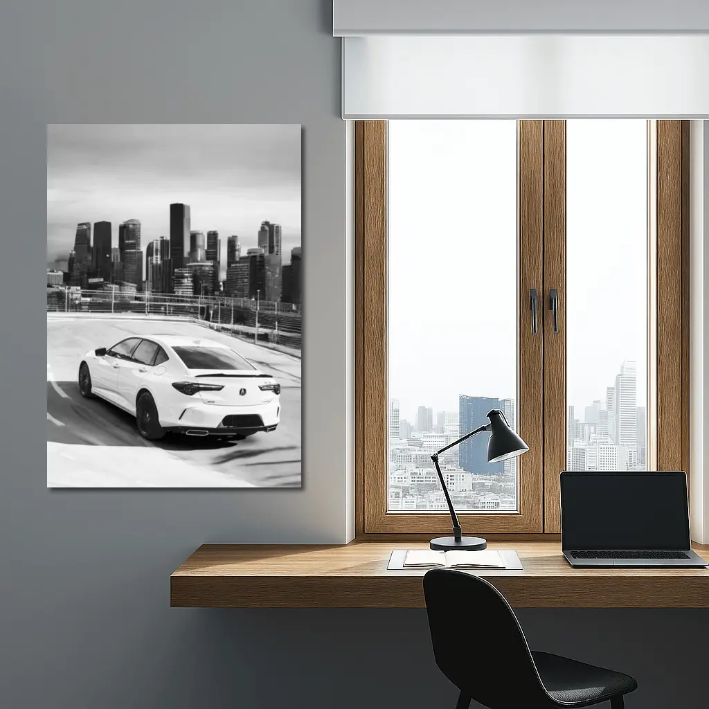 Acura TLX Black White City Skyline – Wall Art