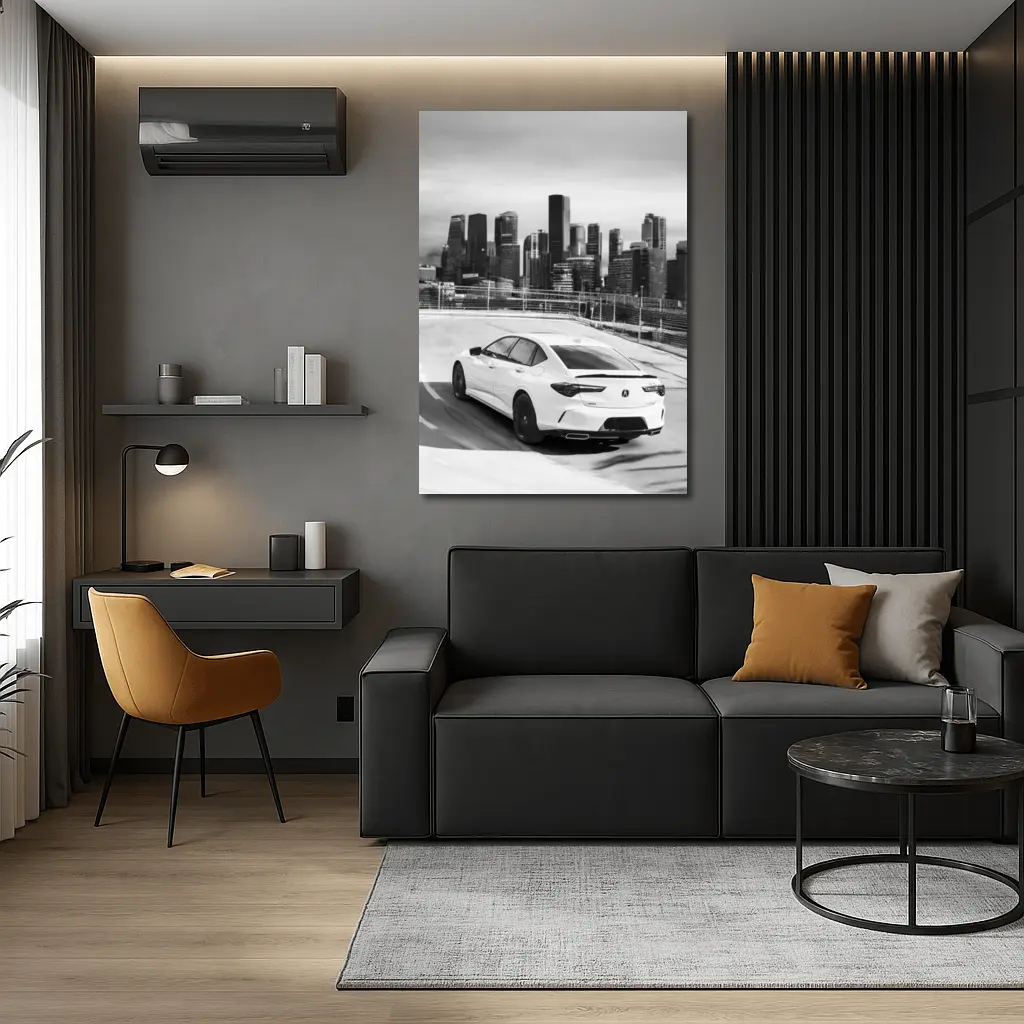 Acura TLX Black White City Skyline – Wall Art