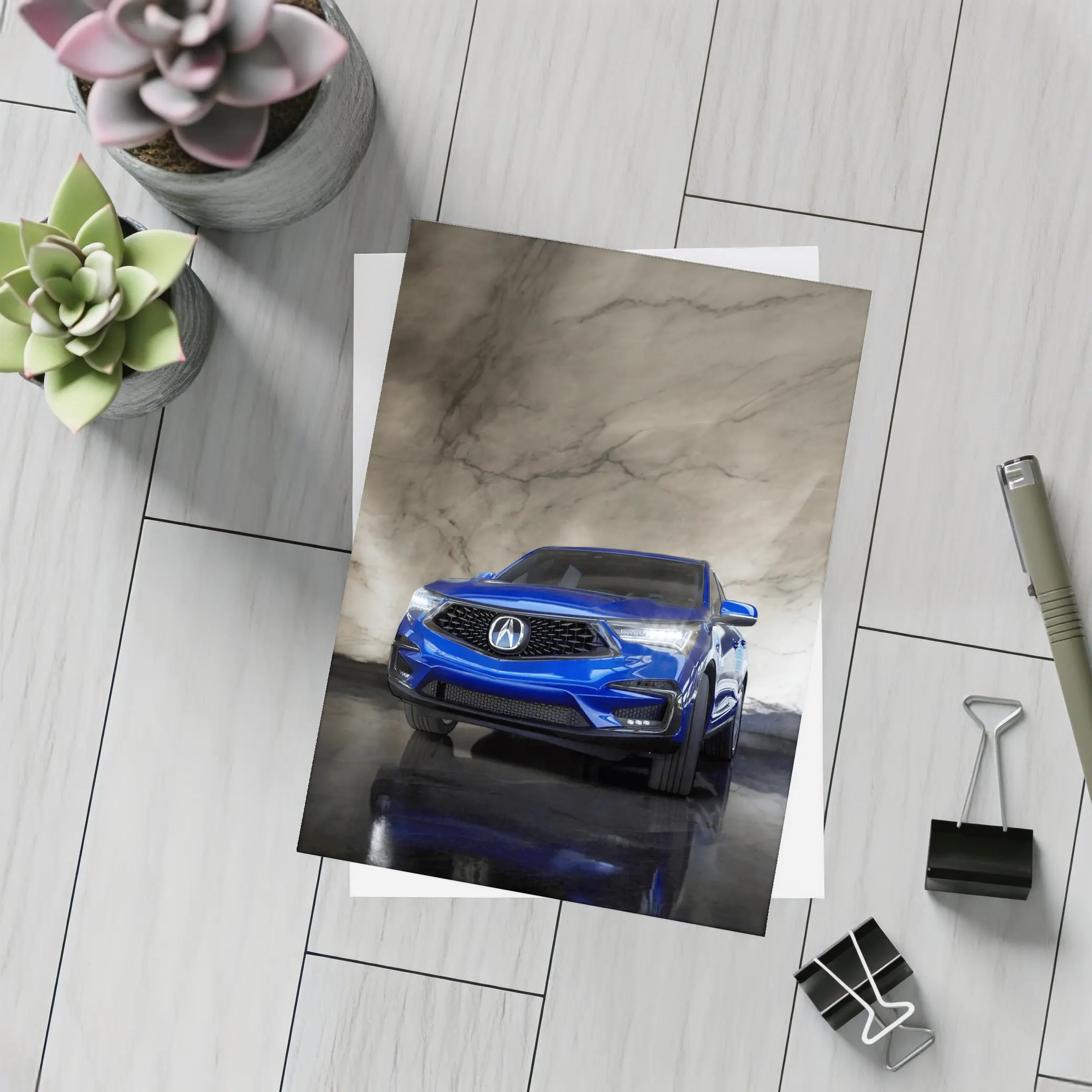 Acura RDX Blue Marble Background Studio Shot – Postcards