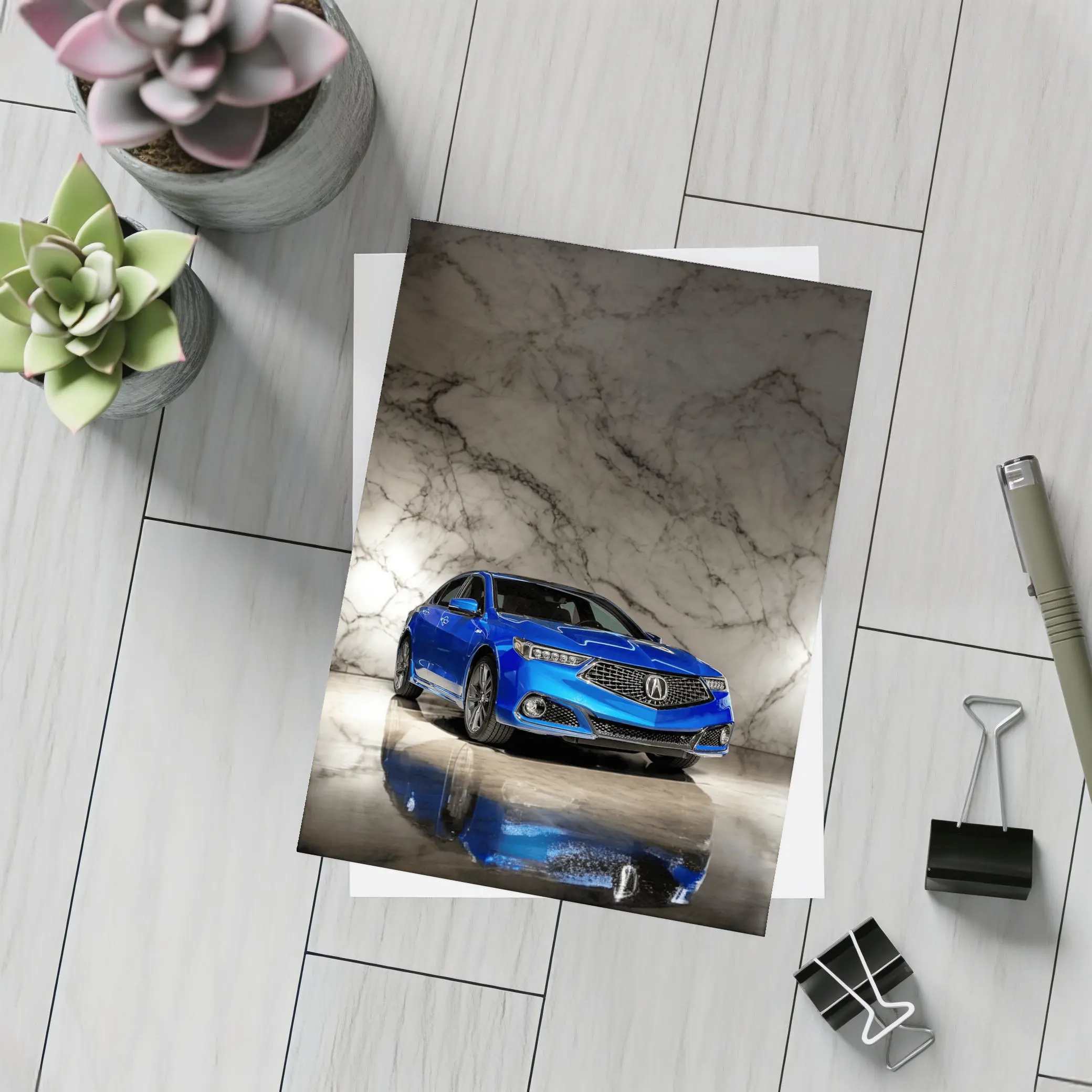 Acura TLX Blue Sedan Marble Studio – Postcards