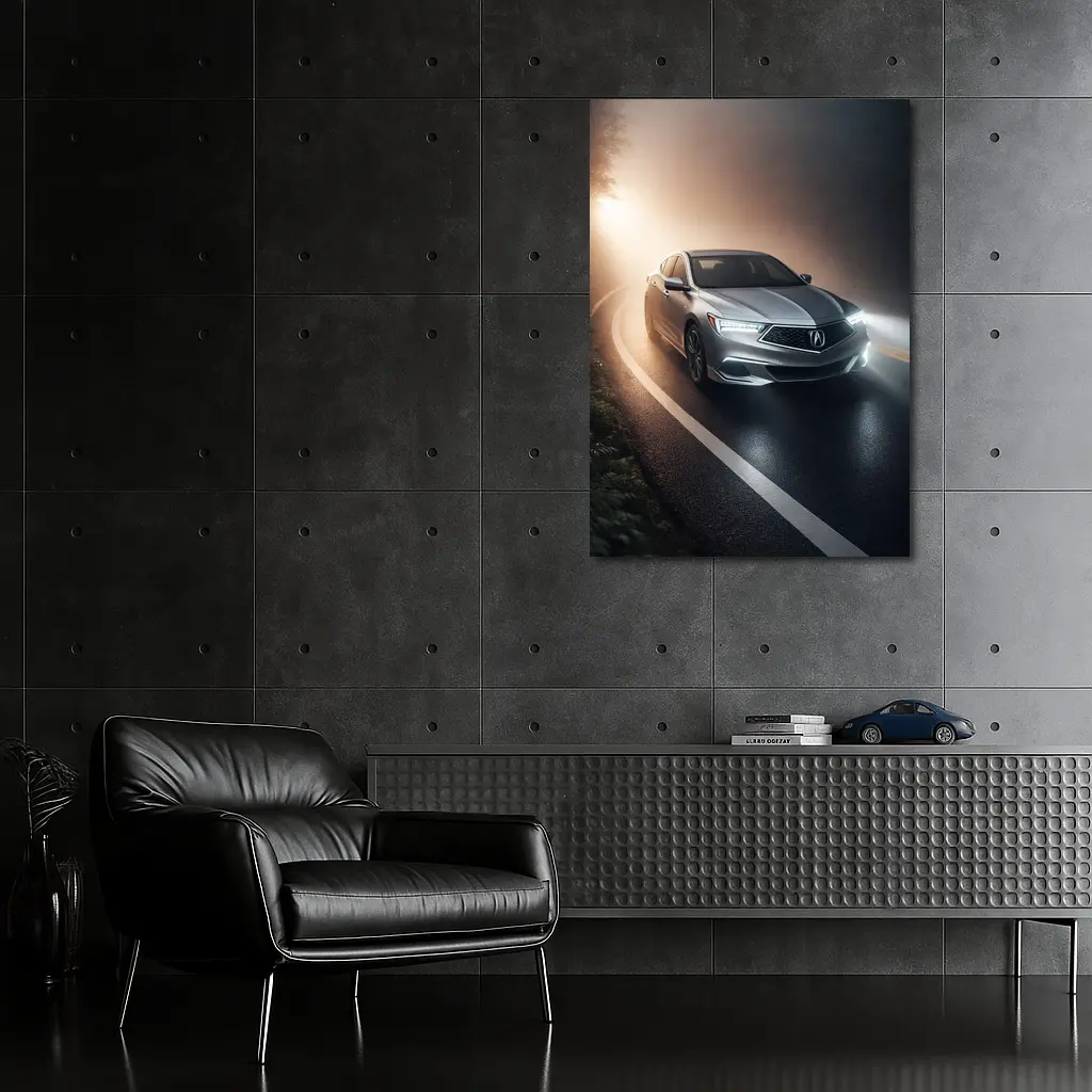 Acura ILX Sedan Driving Through Foggy Road – Wall Art
