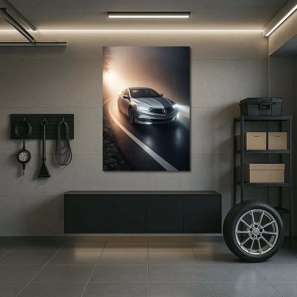 Acura ILX Sedan Driving Through Foggy Road – Wall Art