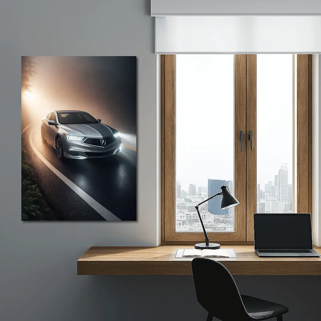 Acura ILX Sedan Driving Through Foggy Road – Wall Art