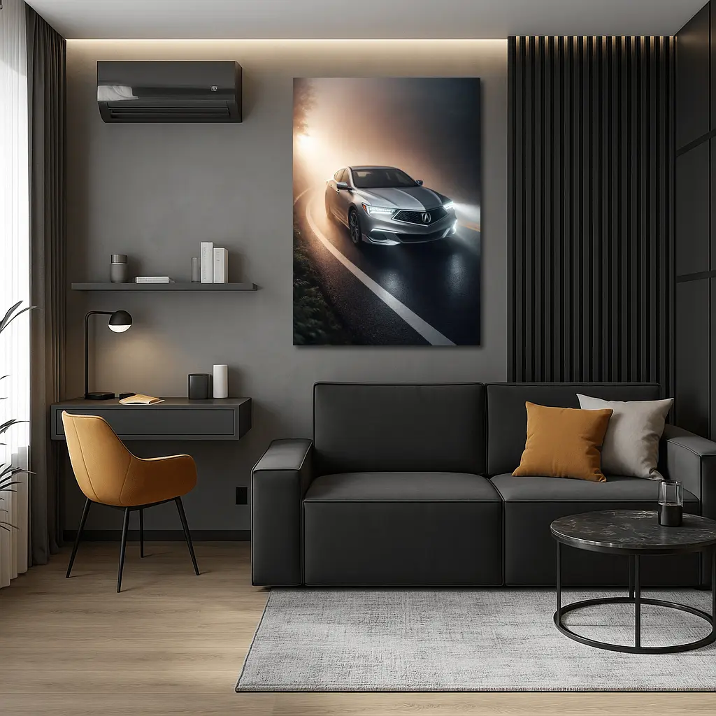 Acura ILX Sedan Driving Through Foggy Road – Wall Art