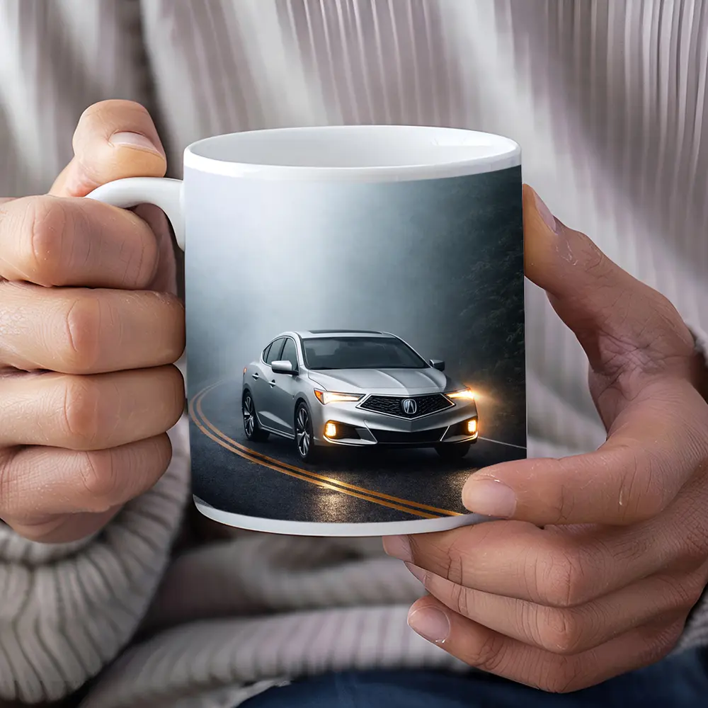 Acura ILX Sedan Driving Through Misty Road – Mugs