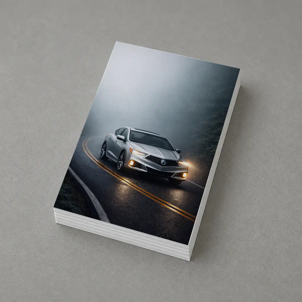 Acura ILX Sedan Driving Through Misty Road – Postcards