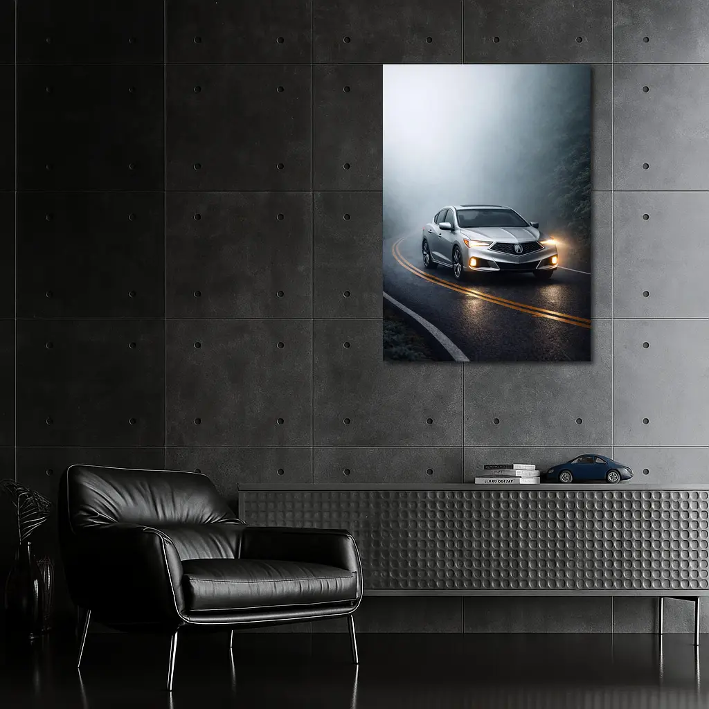 Acura ILX Sedan Driving Through Misty Road – Wall Art