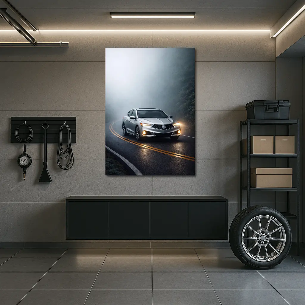 Acura ILX Sedan Driving Through Misty Road – Wall Art