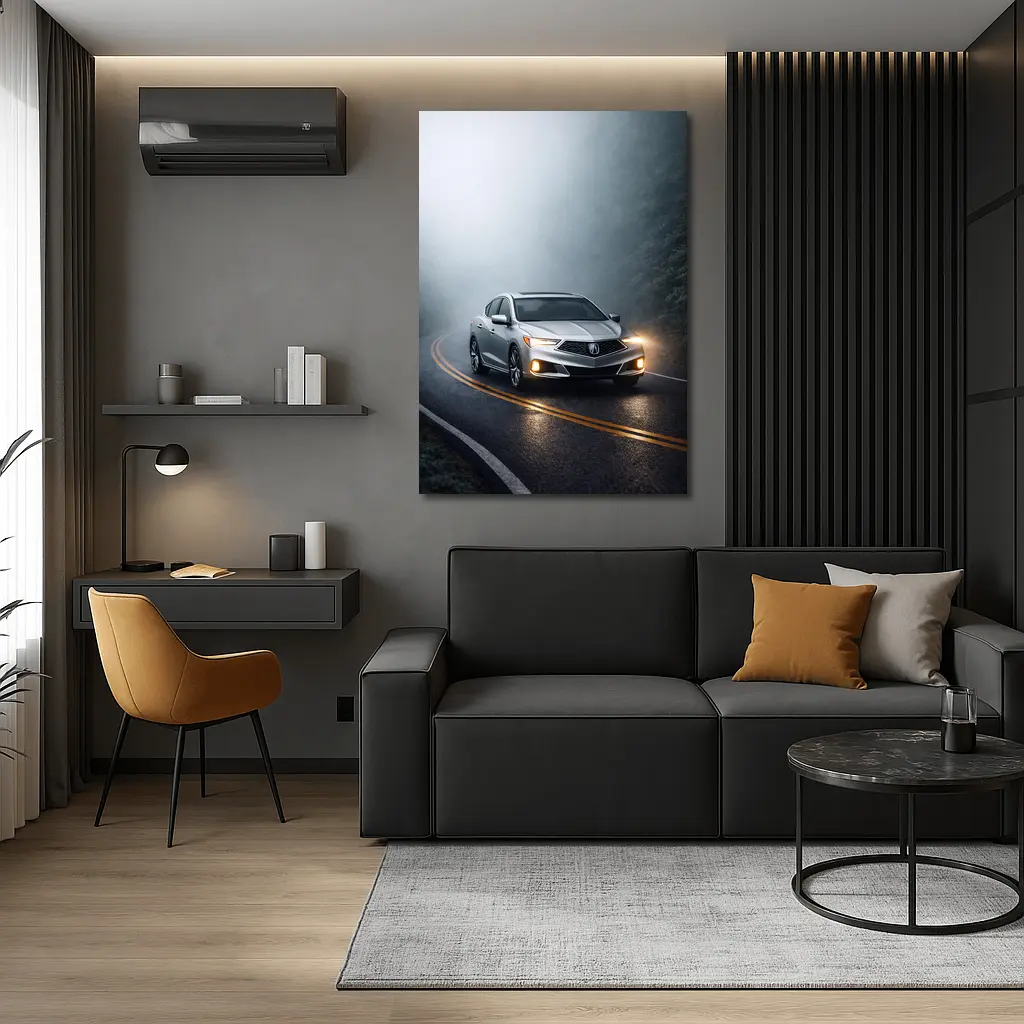 Acura ILX Sedan Driving Through Misty Road – Wall Art