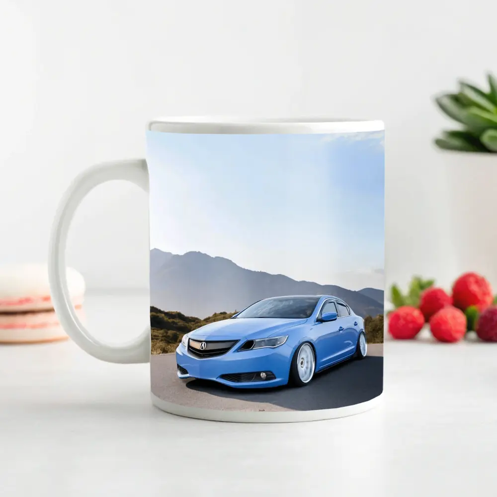 Acura ILX Blue Stance Mountain Background – Mugs