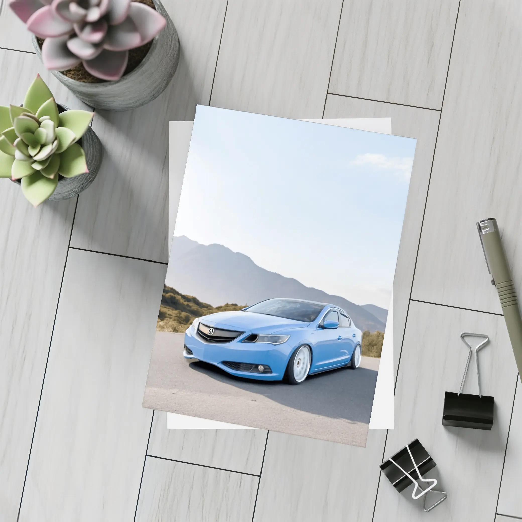 Acura ILX Blue Stance Mountain Background – Postcards