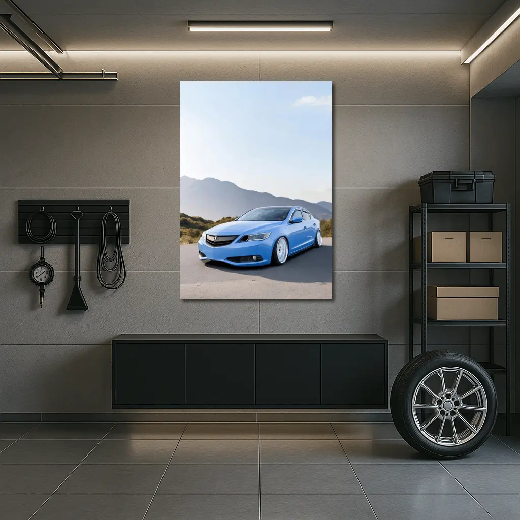 Acura ILX Blue Stance Mountain Background – Wall Art